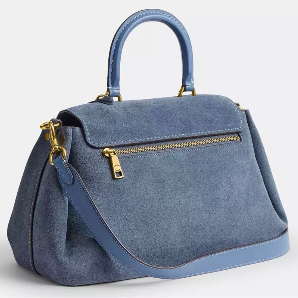 Coach Slouchy Rogue Top Handle Bag - Brass Light Denim UU - Picture 2 of 5